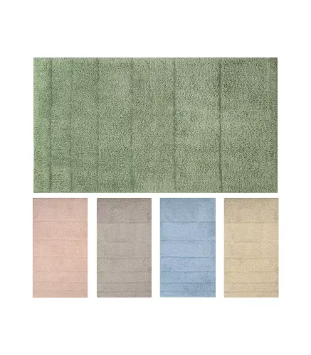 Tappeto cotone lavabile da bagno, moderno e assorbente, 5 colori pastello e 2 misure, DAFNE