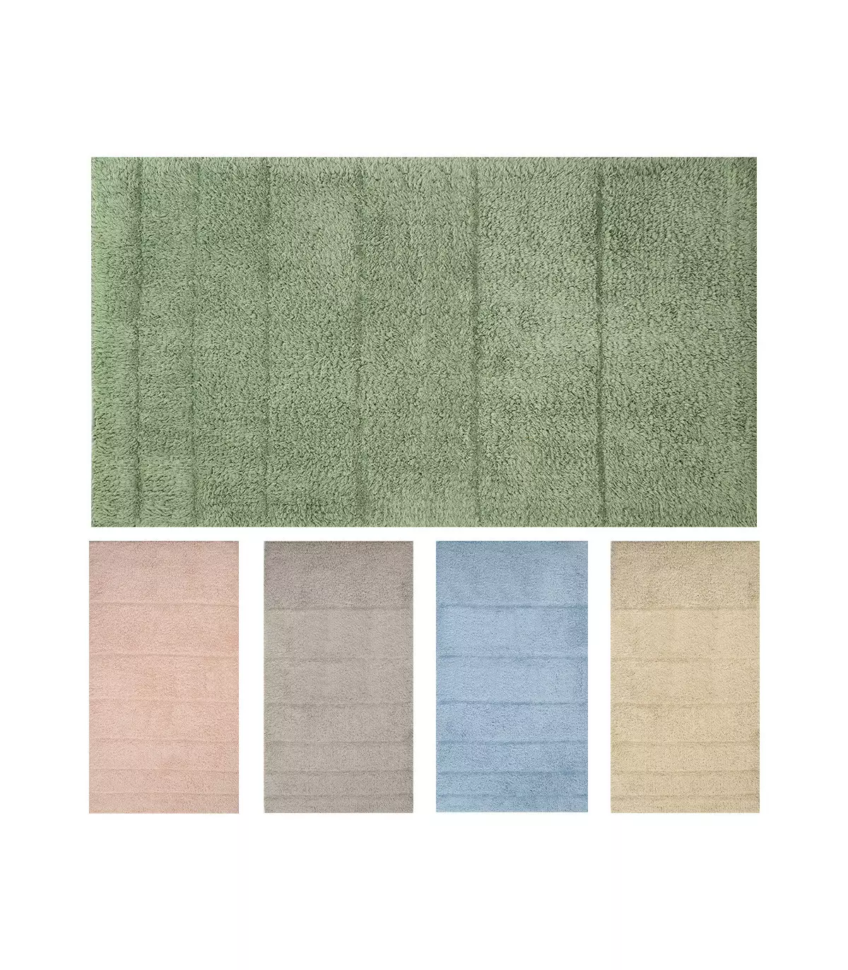 Tappeto cotone lavabile da bagno, moderno e assorbente, 5 colori pastello e 2 misure, DAFNE