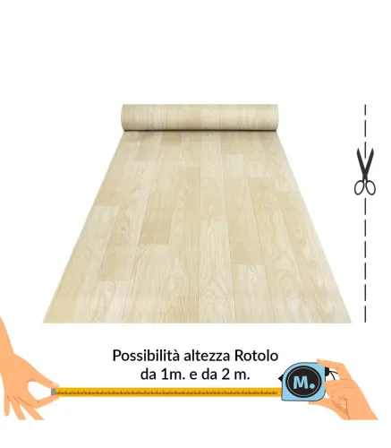 VINILE - Parquet Natural, rotolo ad effetto legno. Facile da tagliare.