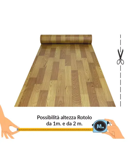 VINILE - Parquet Brown, rotolo ad effetto legno. Facile da tagliare