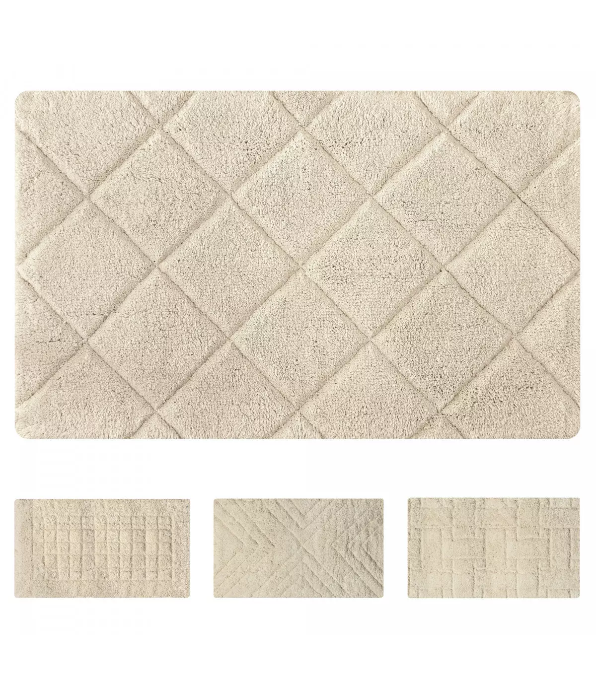 Beige modern bathroom rugs - NATURAL