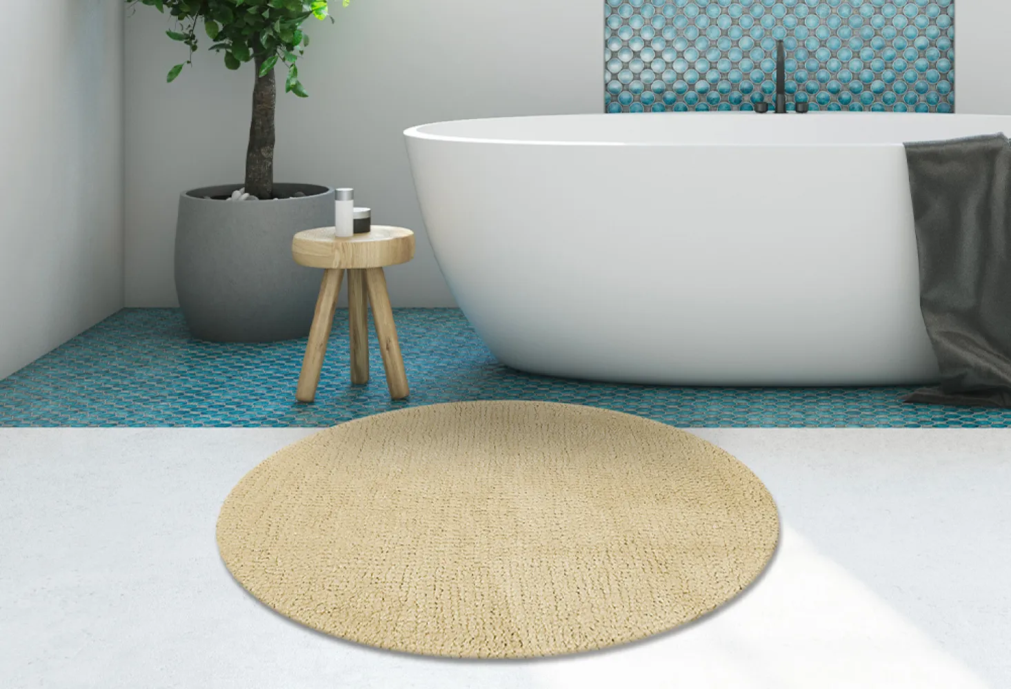 Tapis de salle de bain rond