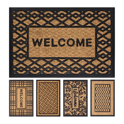 PROMO - Doormat in woven coconut and rubber, rectangular 40x60 cm