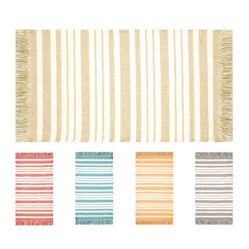 RIGO - Machine washable cotton carpet with fringes, various sizes