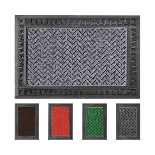 GRECA rectangular entrance doormat in rubber with engravings and absorbent carpet base 40x60 cm - assorted colors