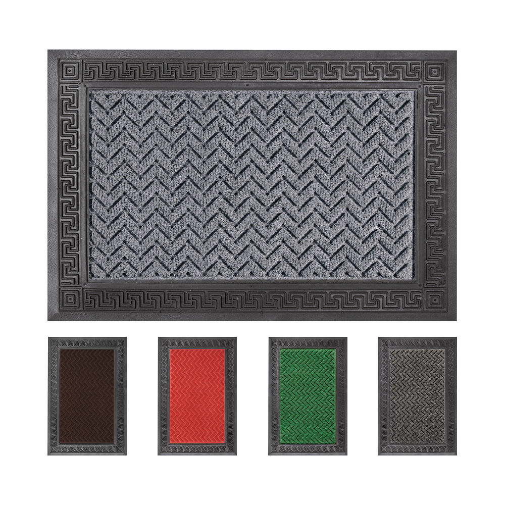 Zerbino esterno in gomma e moquette antiscivolo e assorbente, 40x60 cm, GRECA