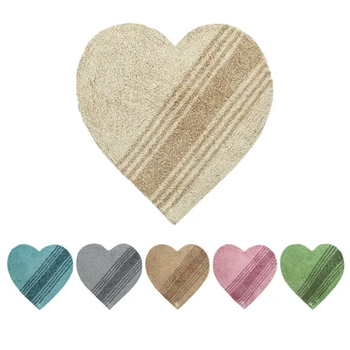 Tappeto bagno a cuore in cotone, antiscivolo, 6 colori pastello, LOVE