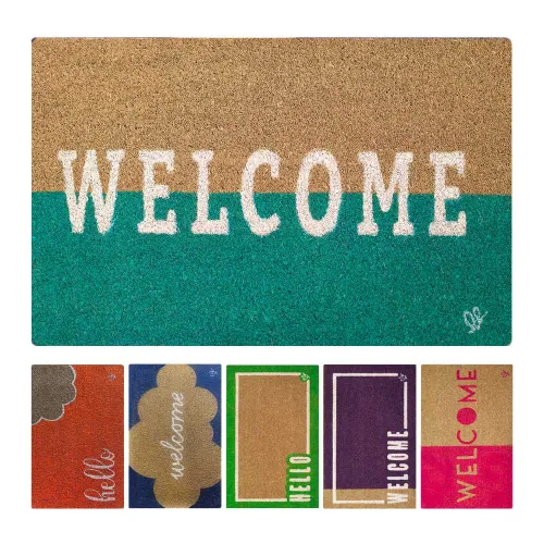 Welcome doormat in coloured coconut, 6 designs, 40x60 cm, COCCO FLUO