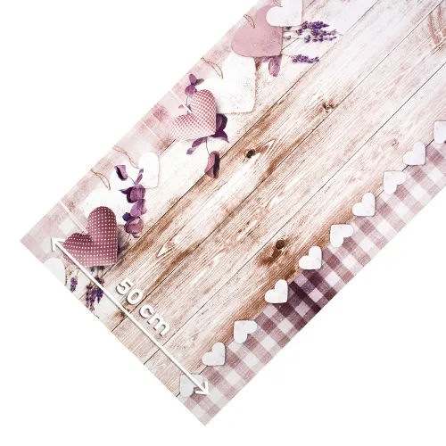 Shabby chic keukenmat van vlekbestendig rubber, op maat gemaakt, JOKE PINK TARTAN