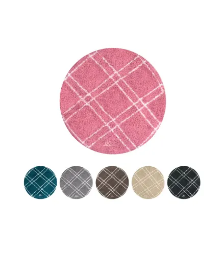 LAKE 3 - Non-slip round bathroom rug, in cotton and microfibre, various colors and sizes