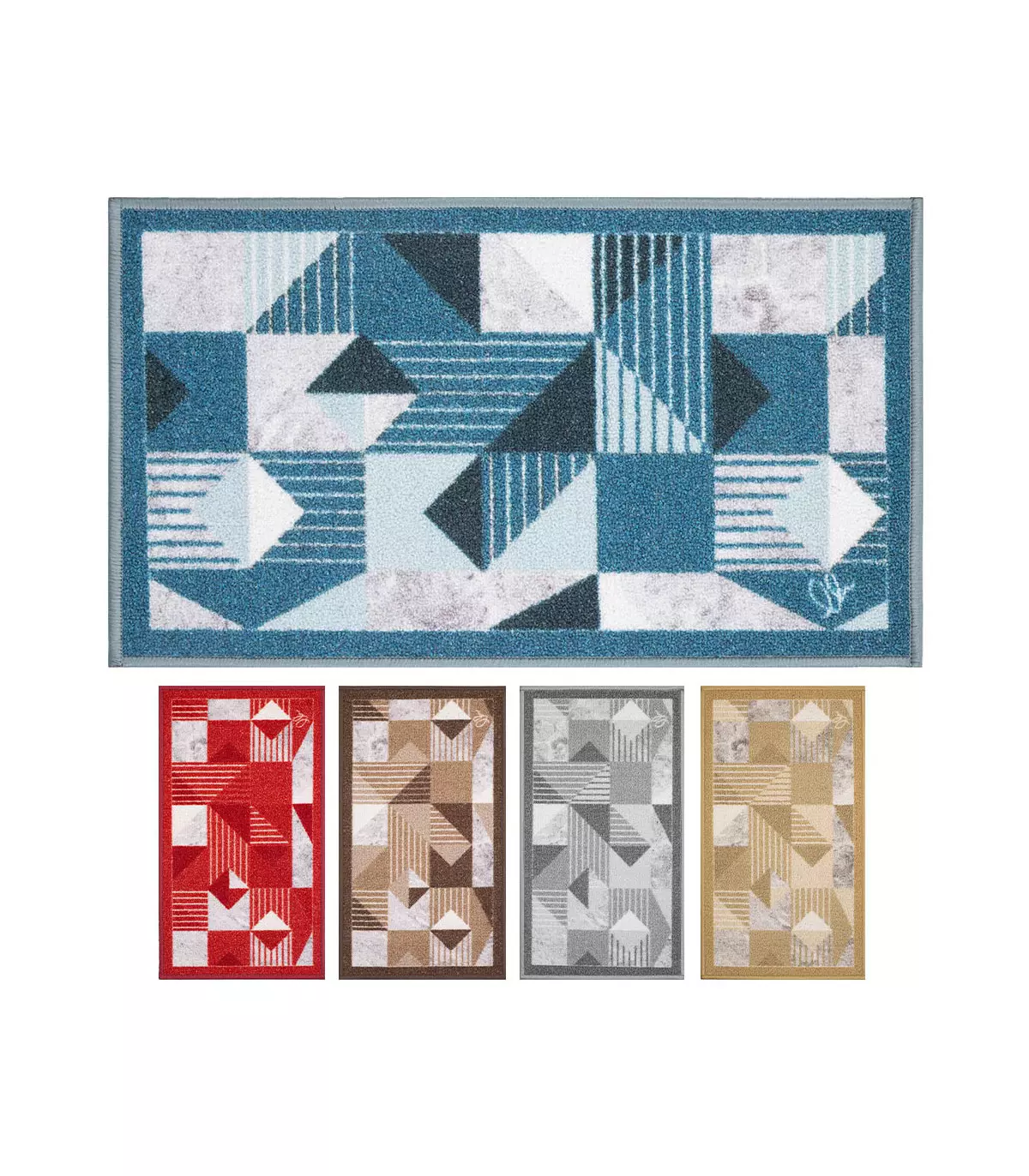 NEW SMILE ELEGANT - Geometric kitchen runner, non-slip and machine washable