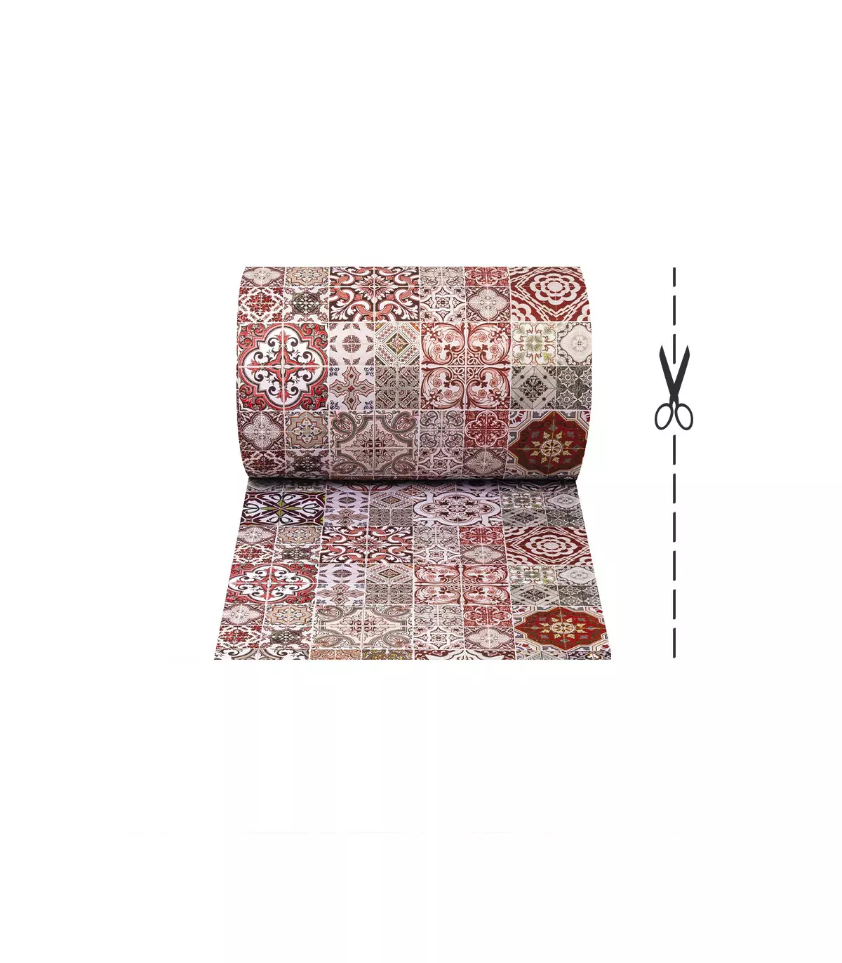 Tappeto cucina vinile, antiscivolo a metro, JOKE MOSAIC RED