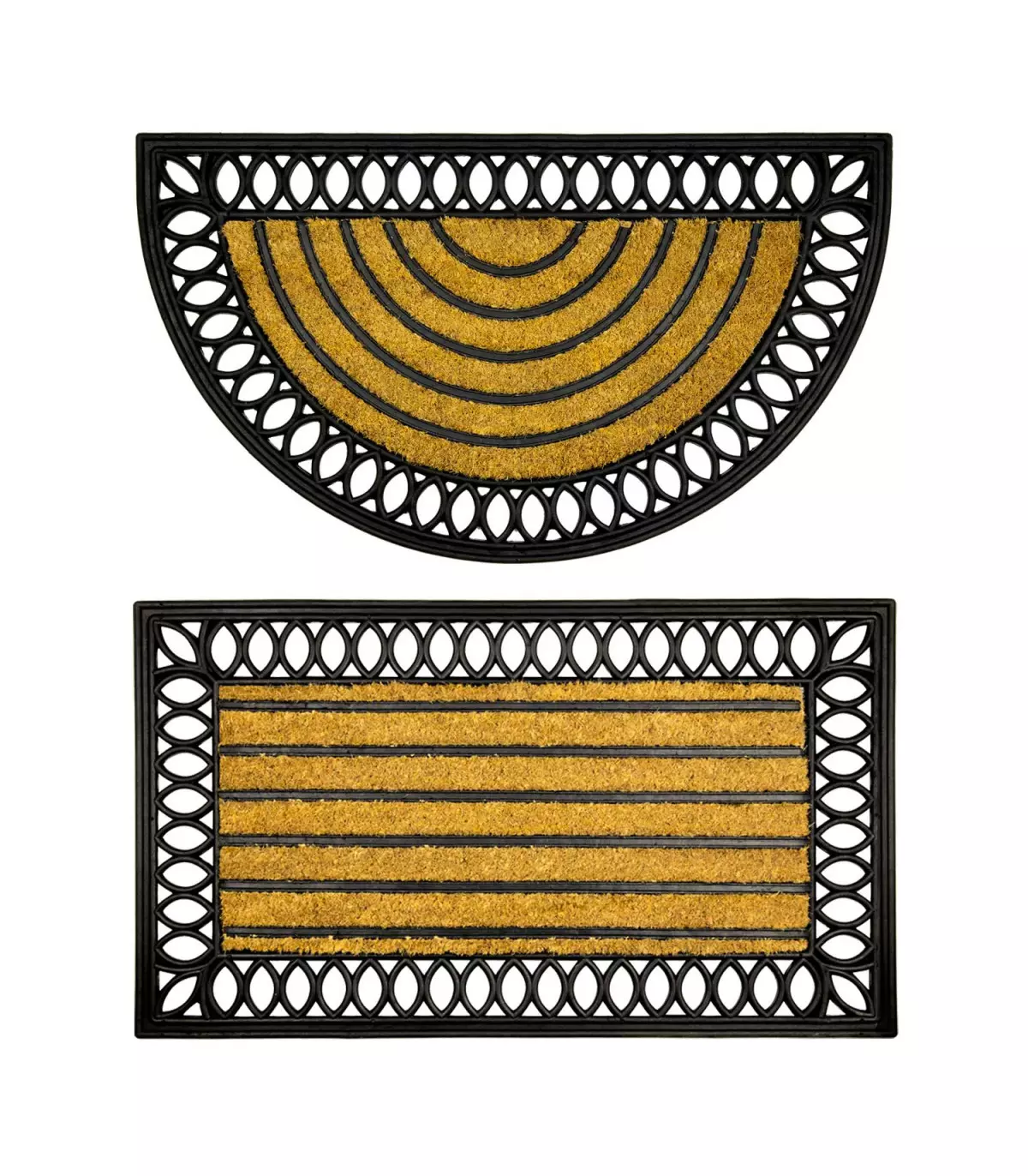 MARTE - Doormat entrance house in coconut and rubber, non-slip, ideal for outdoor, rectangular or crescent-shaped