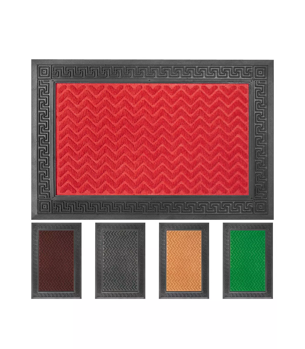 Zerbino ingresso rettangolare in gomma con incisioni e base in moquette assorbente 40x60 cm, GRECA