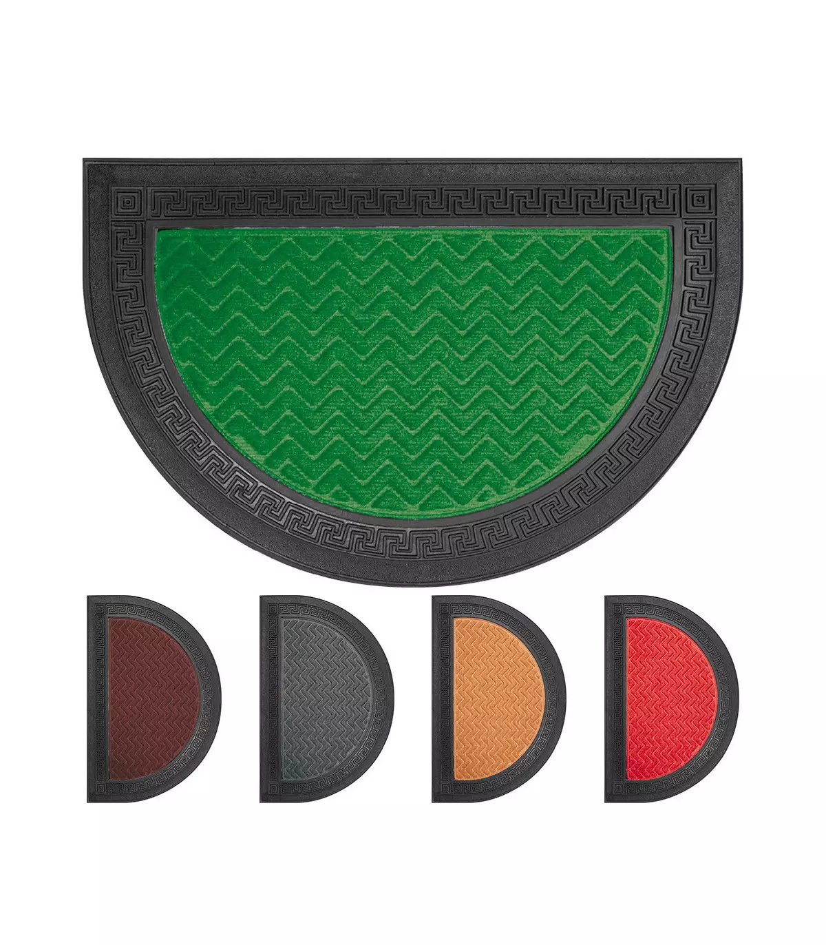 GRECA engraved crescent entrance doormat in non-slip rubber and absorbent carpet 40x60 cm, various colors