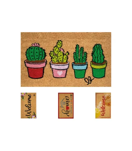 Natural coconut doormat for home, doormats with colorful prints, 40x65 cm, FANTASY 11