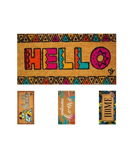 FANTASY10 - Natural coconut doormat with colorful prints, home entrance doormat, 40x80 cm