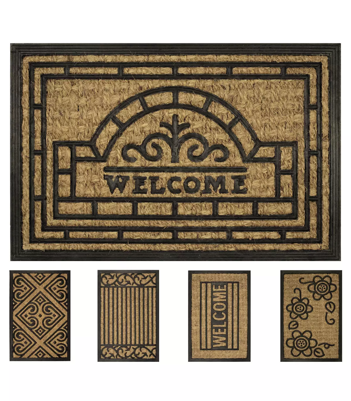 PROMO - Doormat in woven coconut and rubber, rectangular 40x60 cm