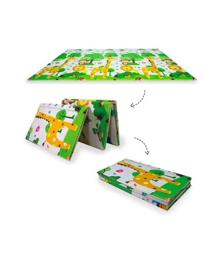 Foldable, reversible and waterproof children's play mat, PLAY GIRAFFE/CIRCUS