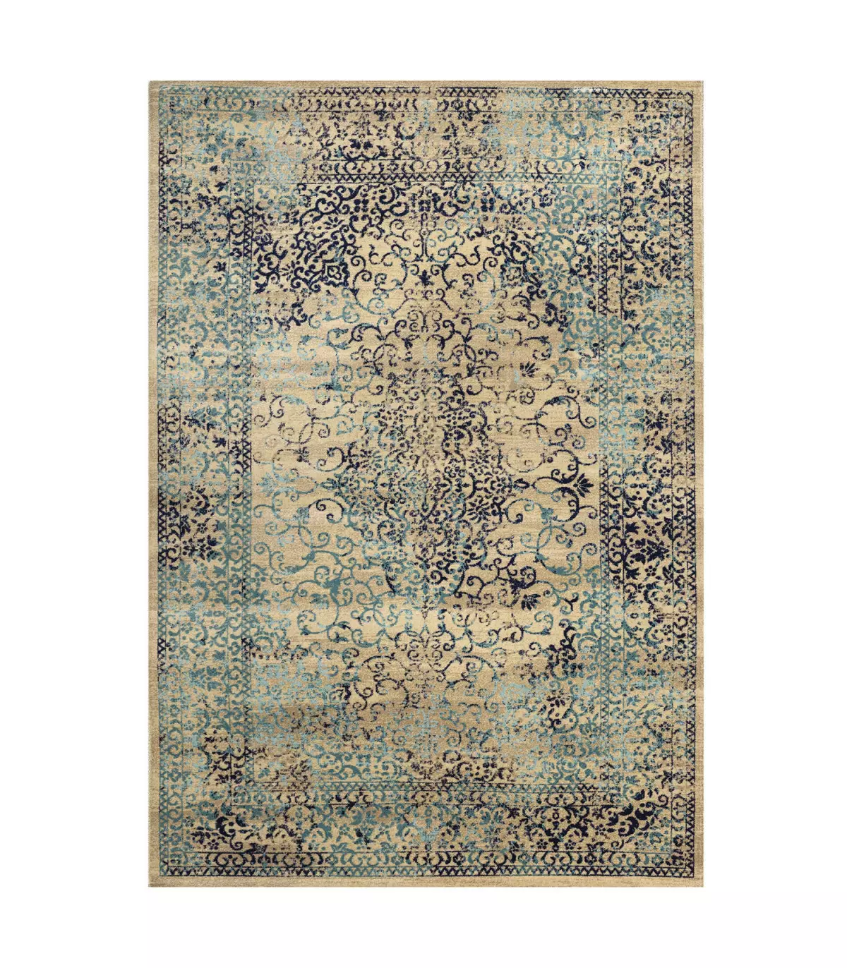 ANTIQUE - Blue 2, furniture rug with classic vintage effect design. Assorted measures